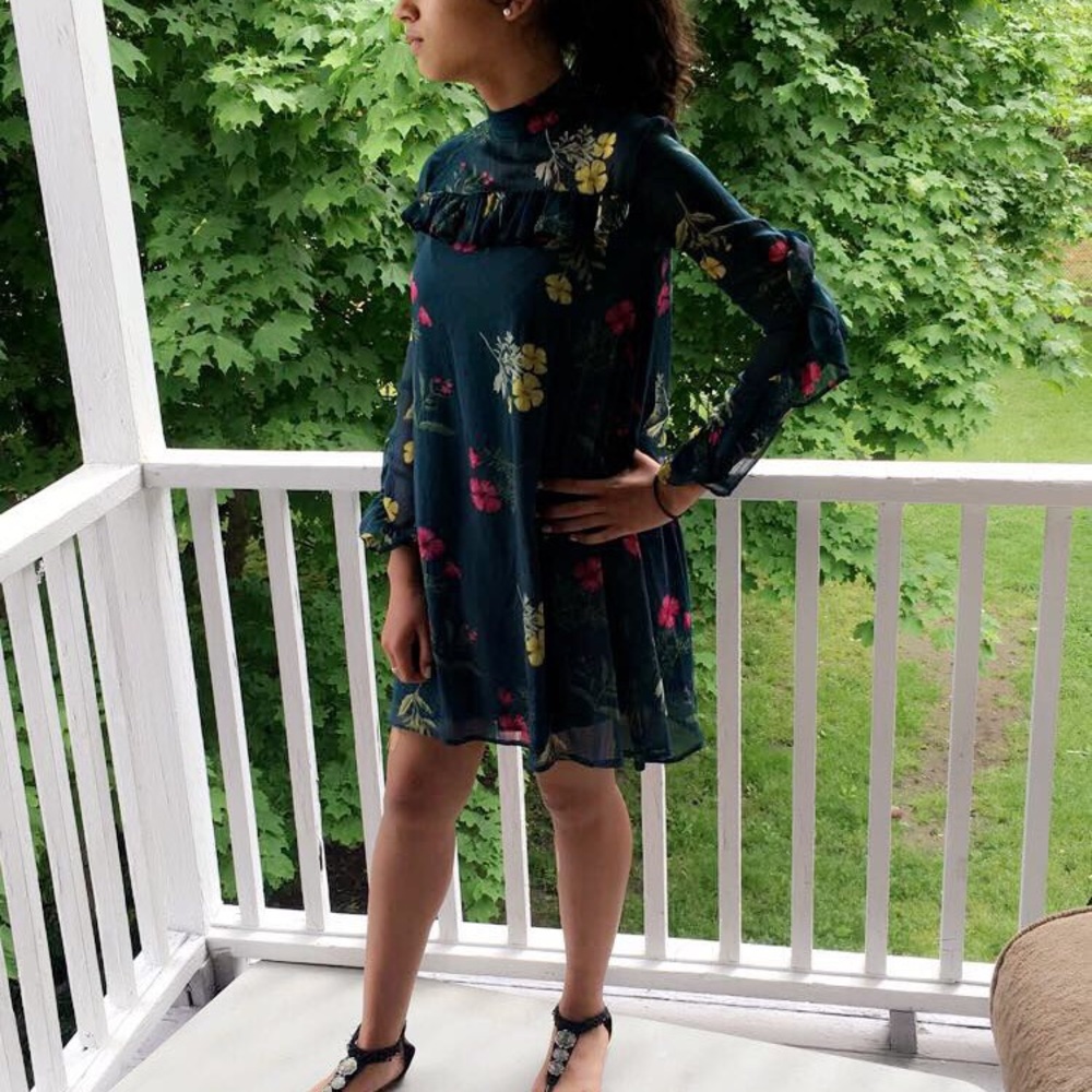 Teal Floral Dress